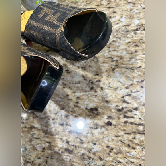 FENDI Zucca Wooden Clogs w/ Gold Studs Sandals 36 - Picture 6 of 10